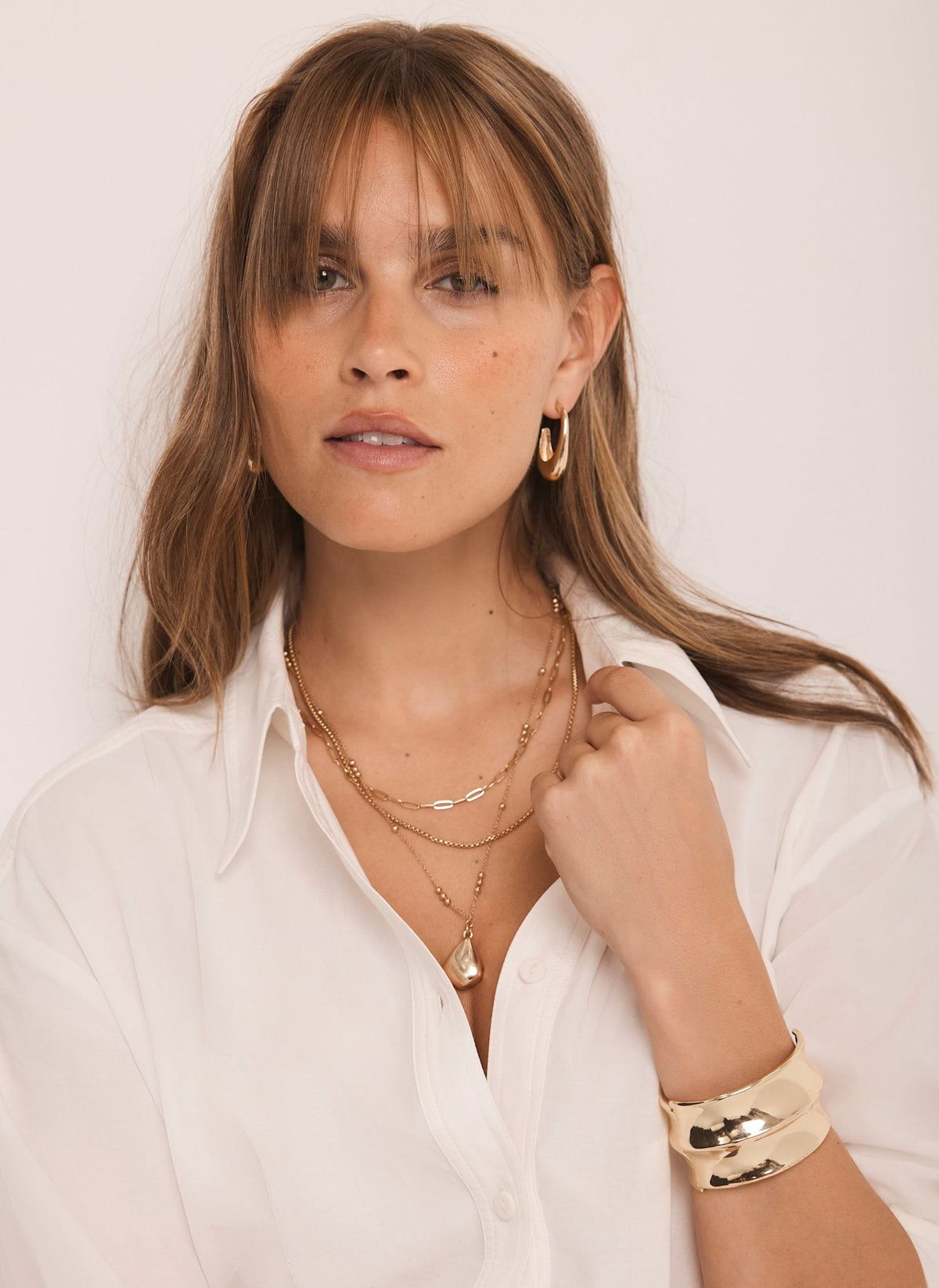 Gold Tone Triple Layered Necklace