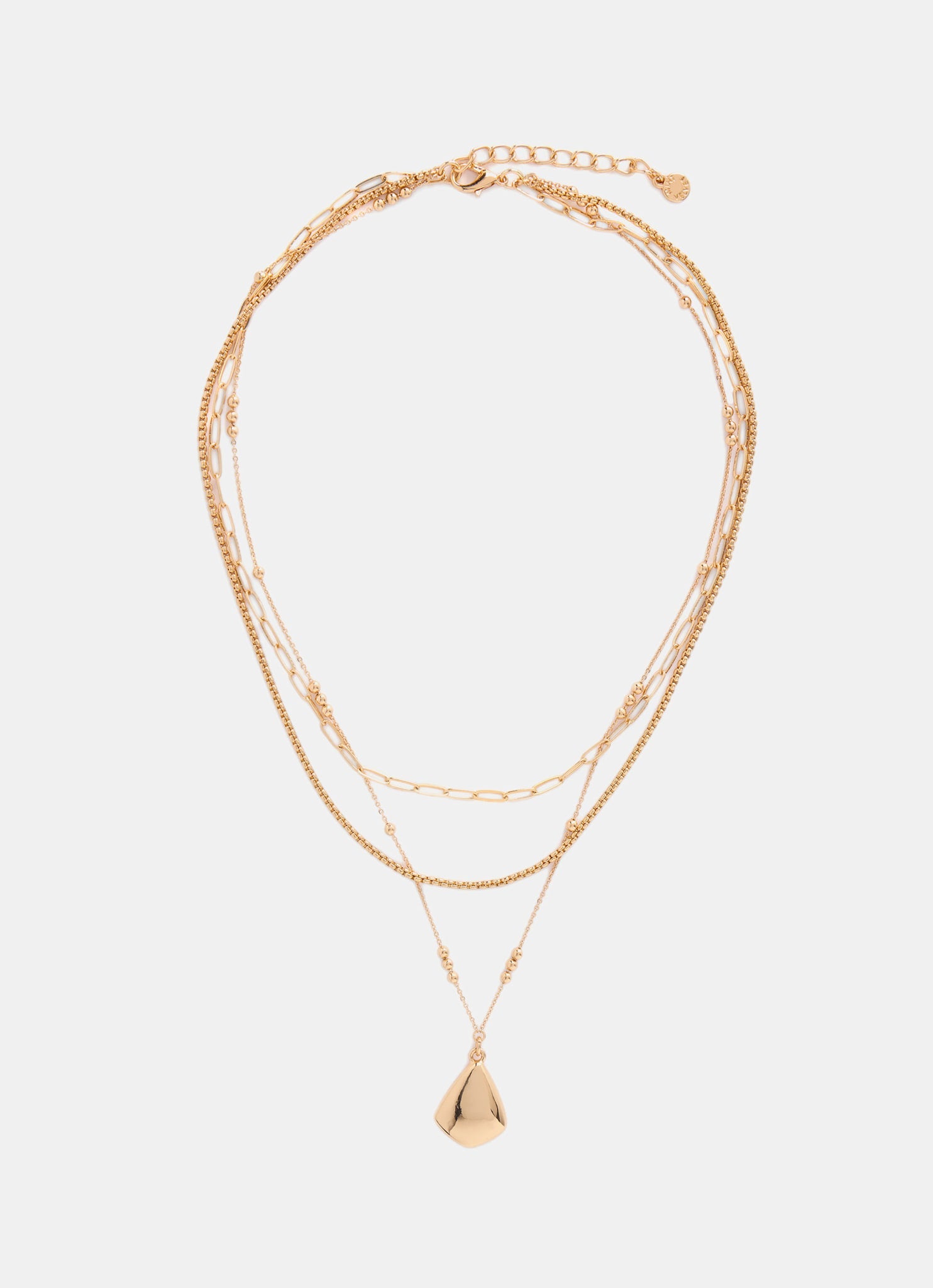 Gold Tone Triple Layered Necklace