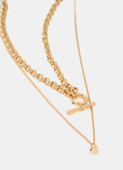 Gold Tone Double Layered Necklace