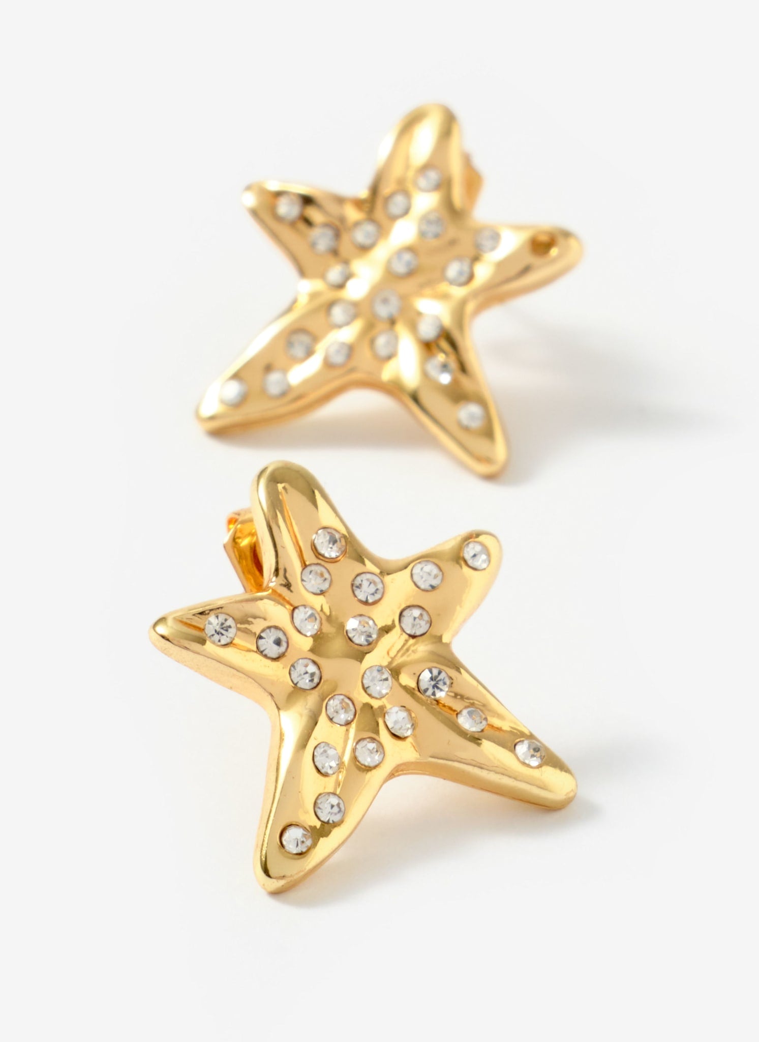 Gold Tone Mini Starfish Stud Earrings