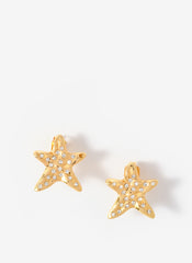 Gold Tone Mini Starfish Stud Earrings