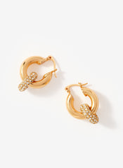 Gold Tone Pave Hoop Earrings