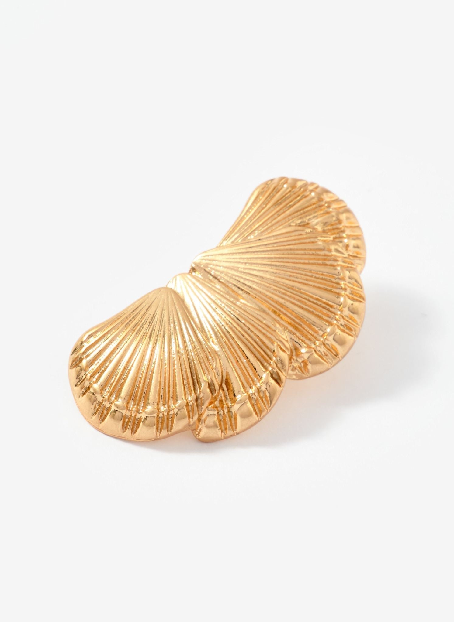 Gold Tone Shell Statement Earrings