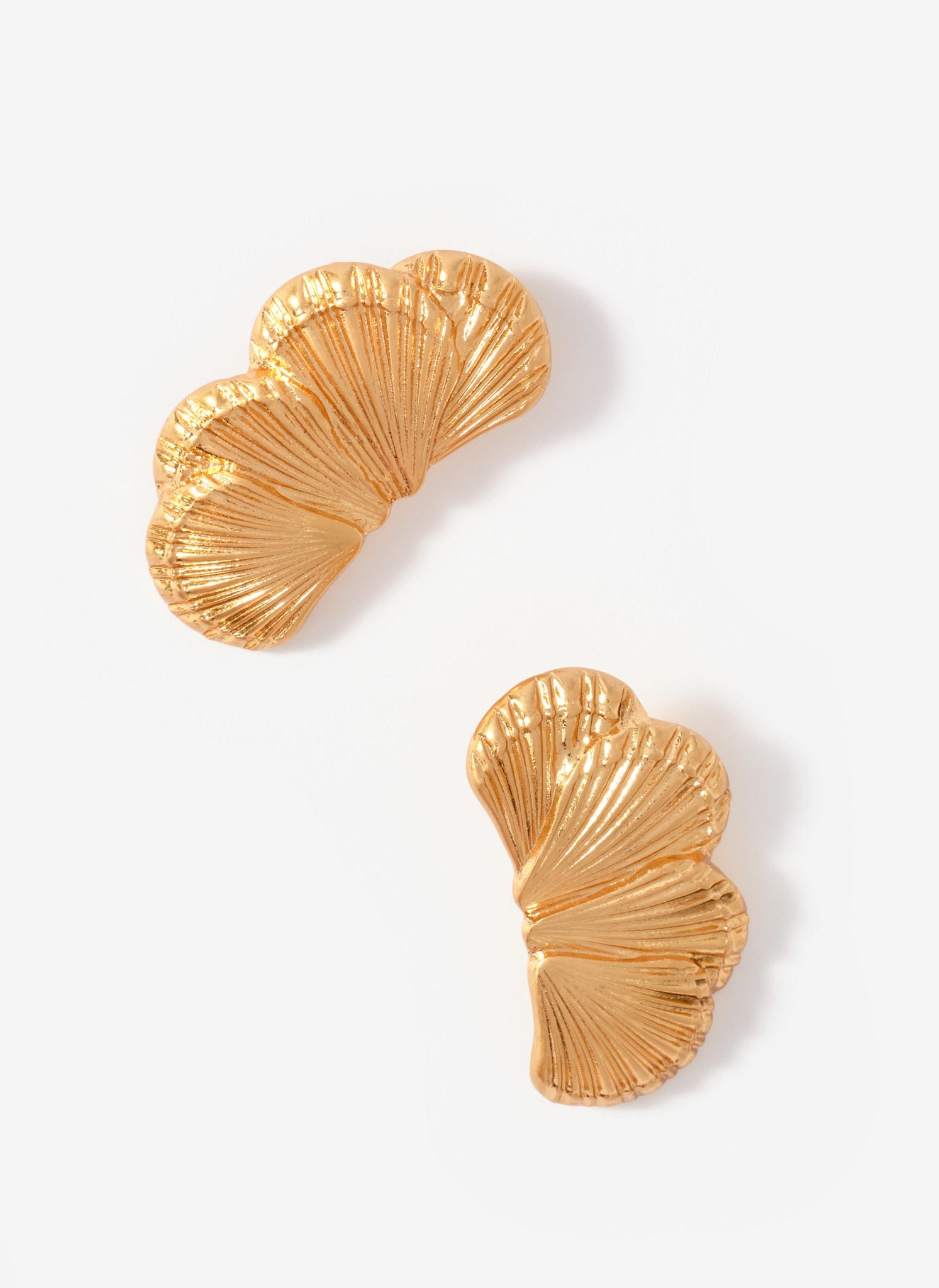 Gold Tone Shell Statement Earrings