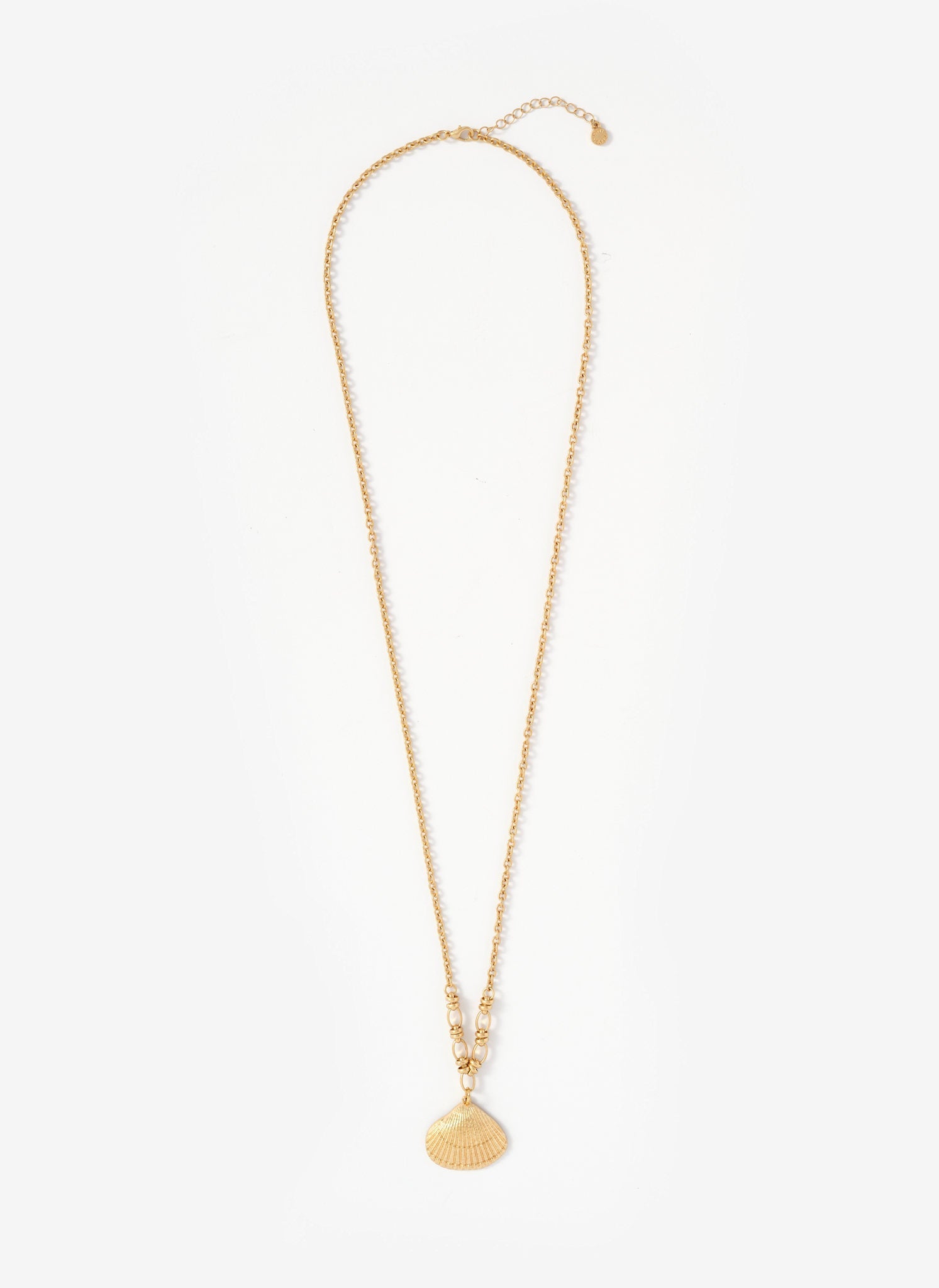 Gold Tone Shell Pendant Necklace