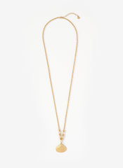 Gold Tone Shell Pendant Necklace