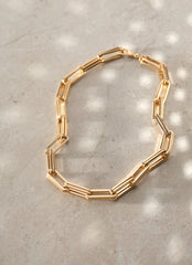 Gold Tone Square Link Necklace