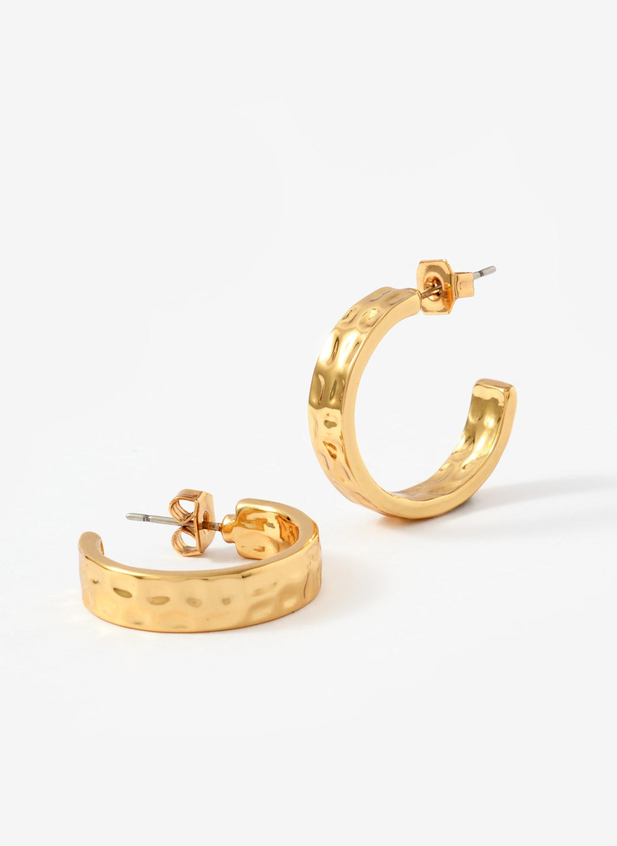 Gold Tone Textured Hoops