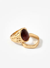 Gold Tone Two Pack Hammered Rings