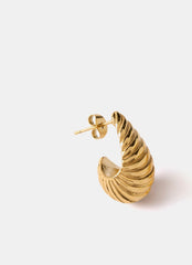 Gold Plated Stainless Steel Ribbed Curve Earrings