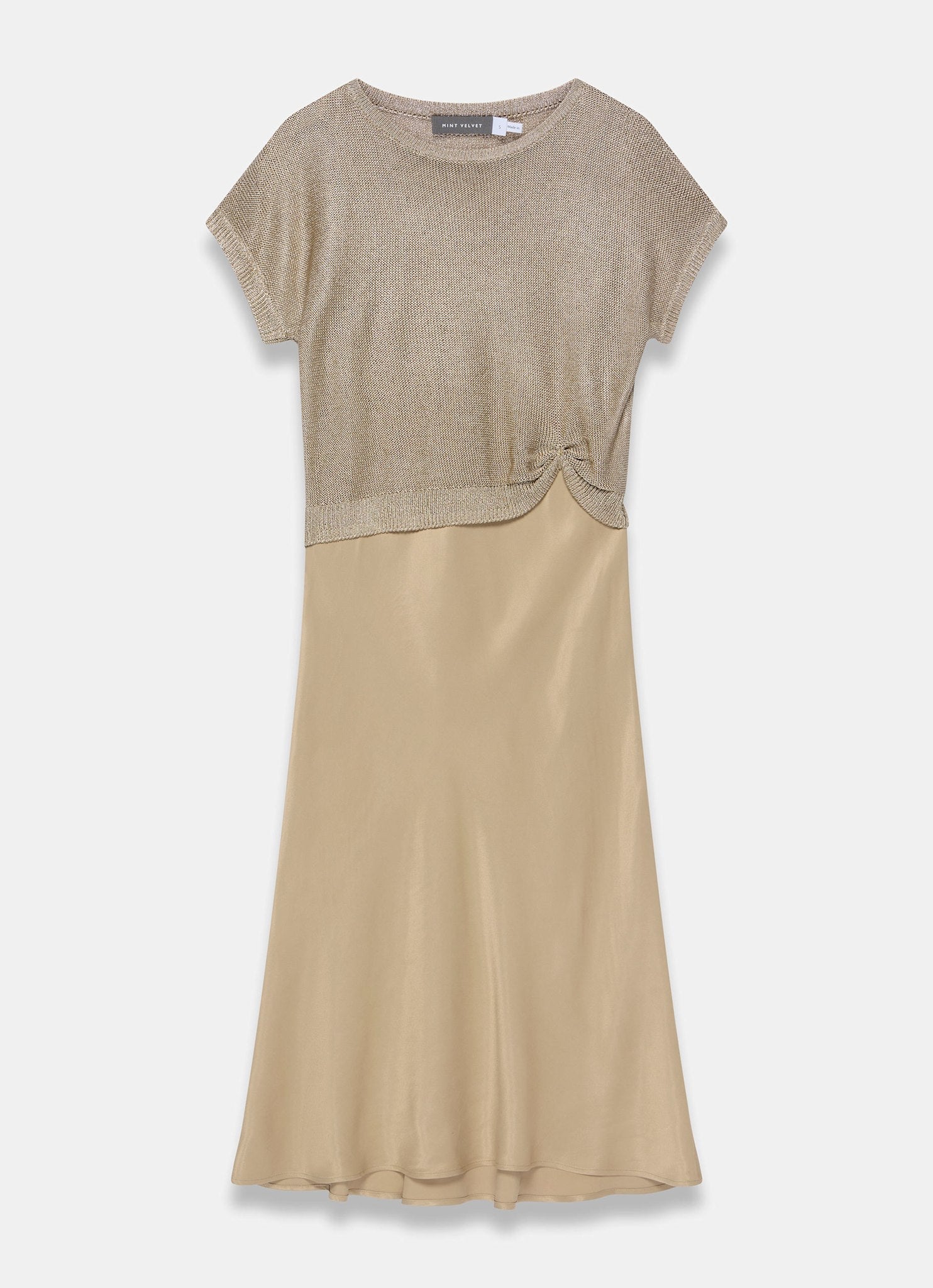 Gold Metallic Woven Mix Dress