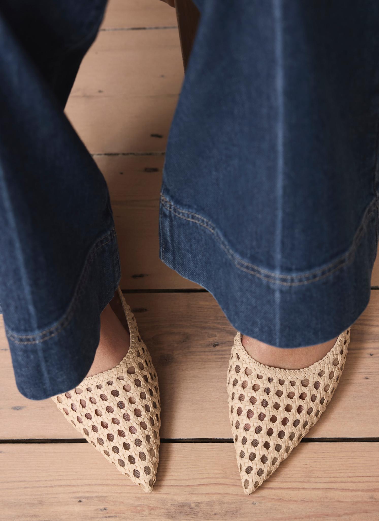 Grace Cream Woven Ballet Flats