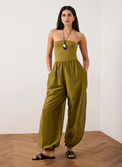 Green Bandeau Balloon Jumpsuit