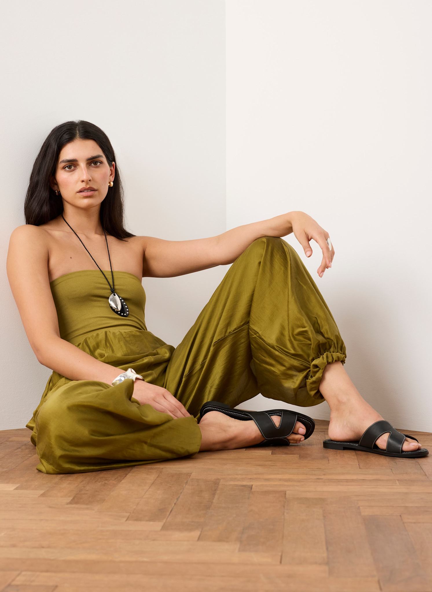 Green Bandeau Balloon Jumpsuit