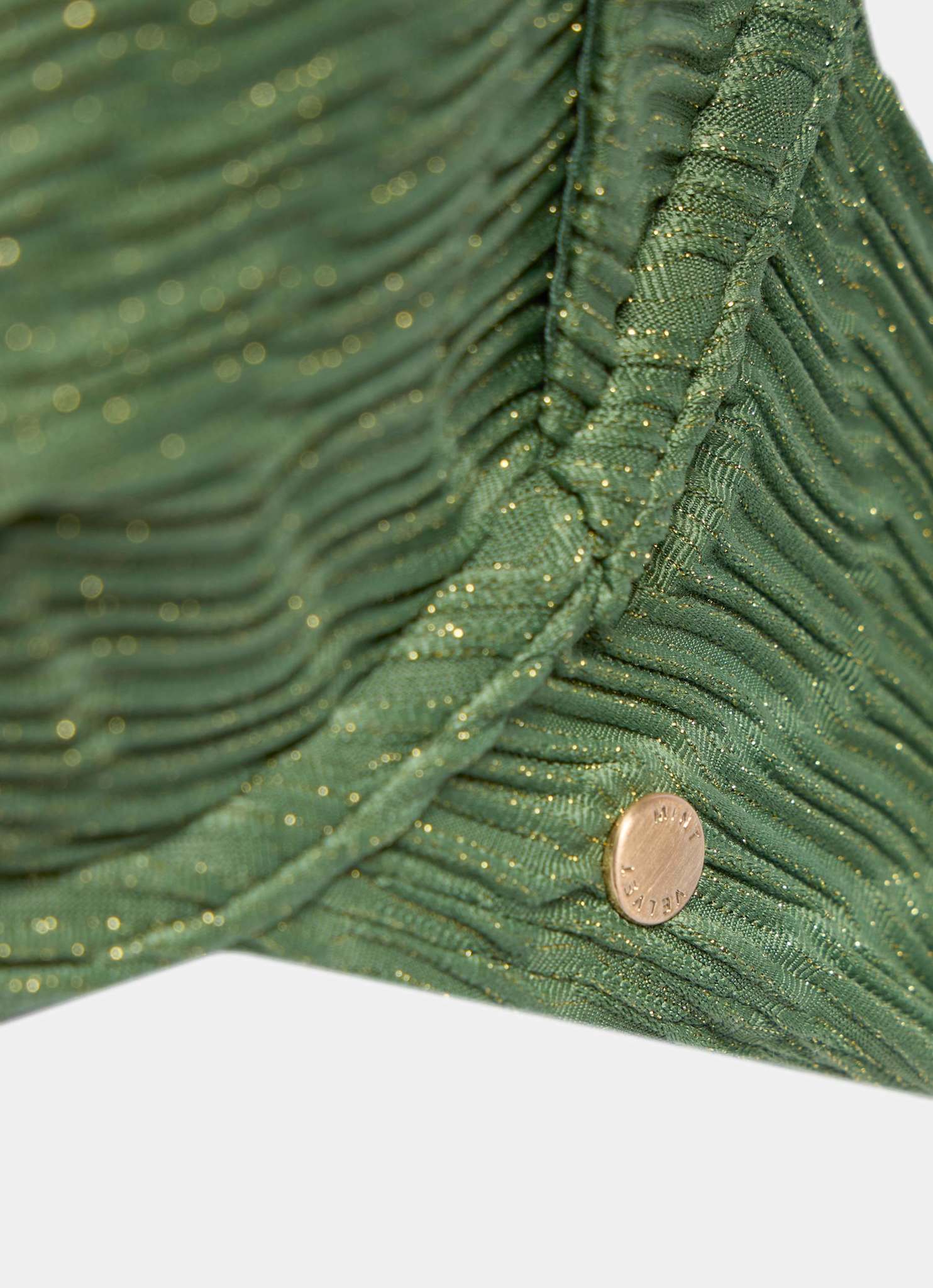 Green Textured Halter Bikini Top