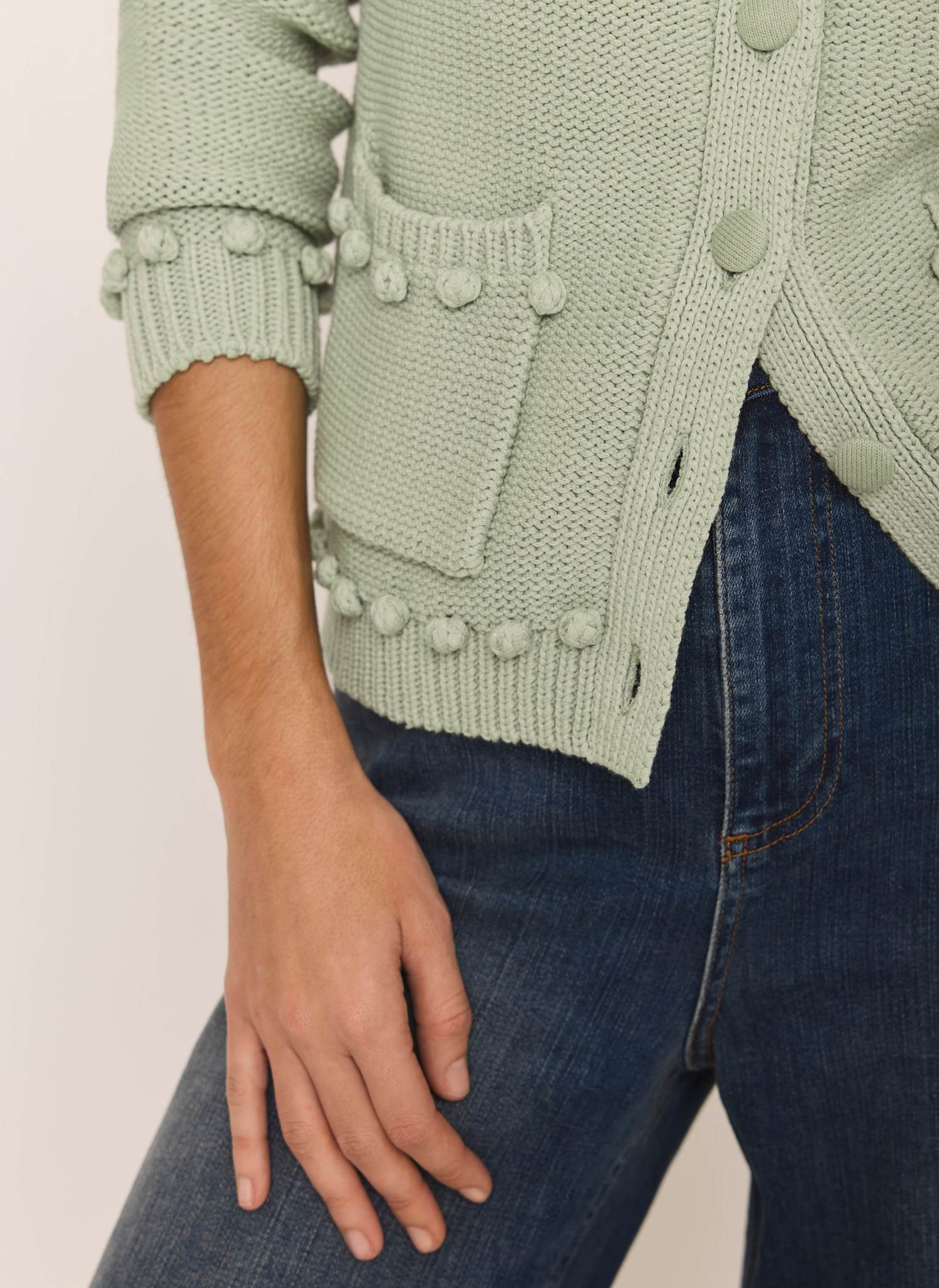Green Bobble Detail Cardigan