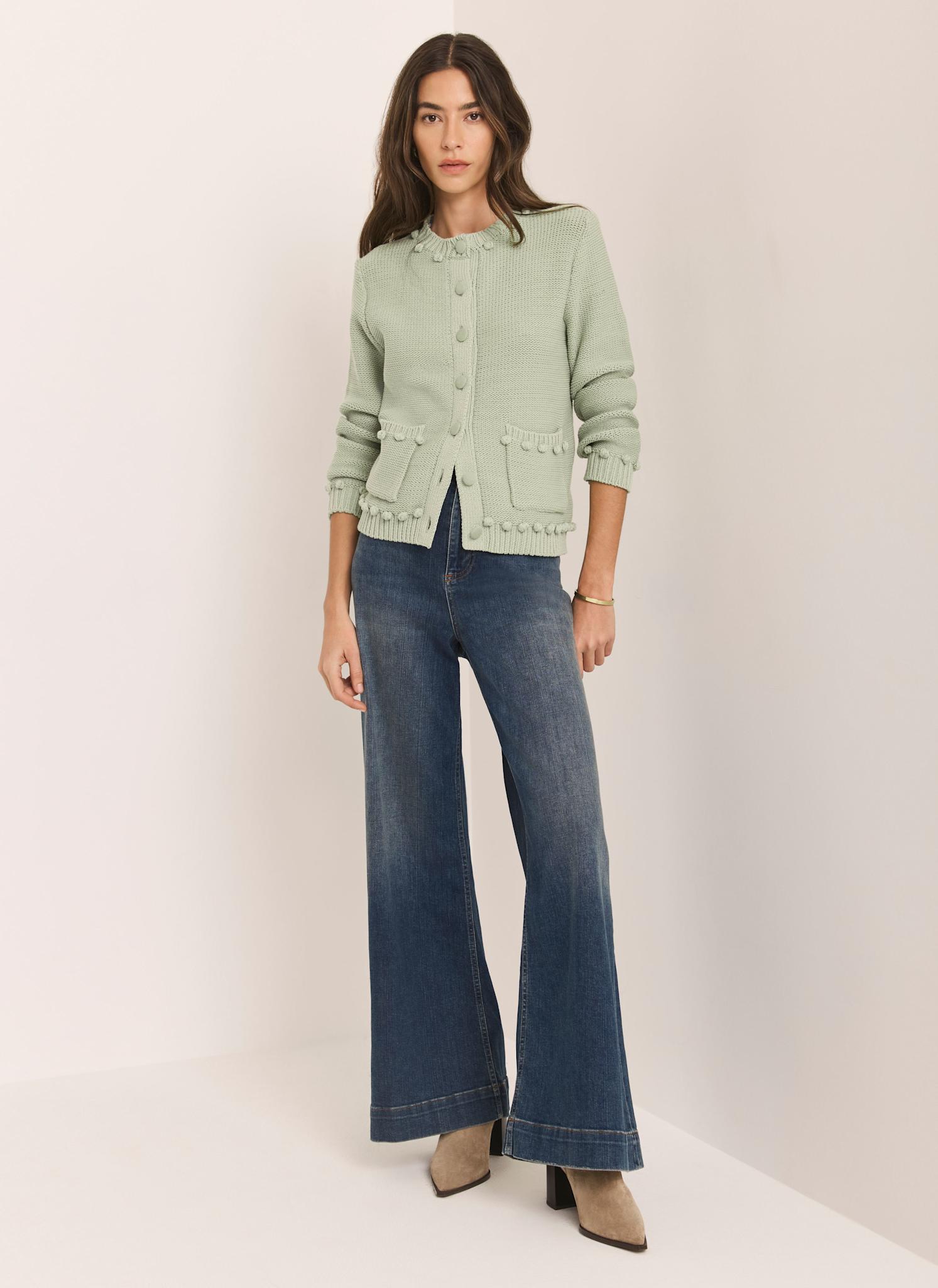 Green Bobble Detail Cardigan
