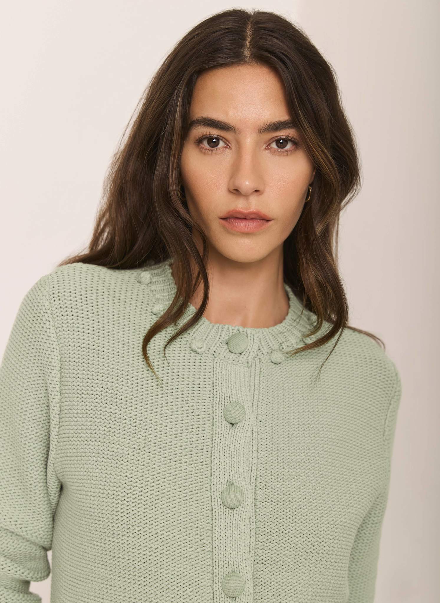 Green Bobble Detail Cardigan