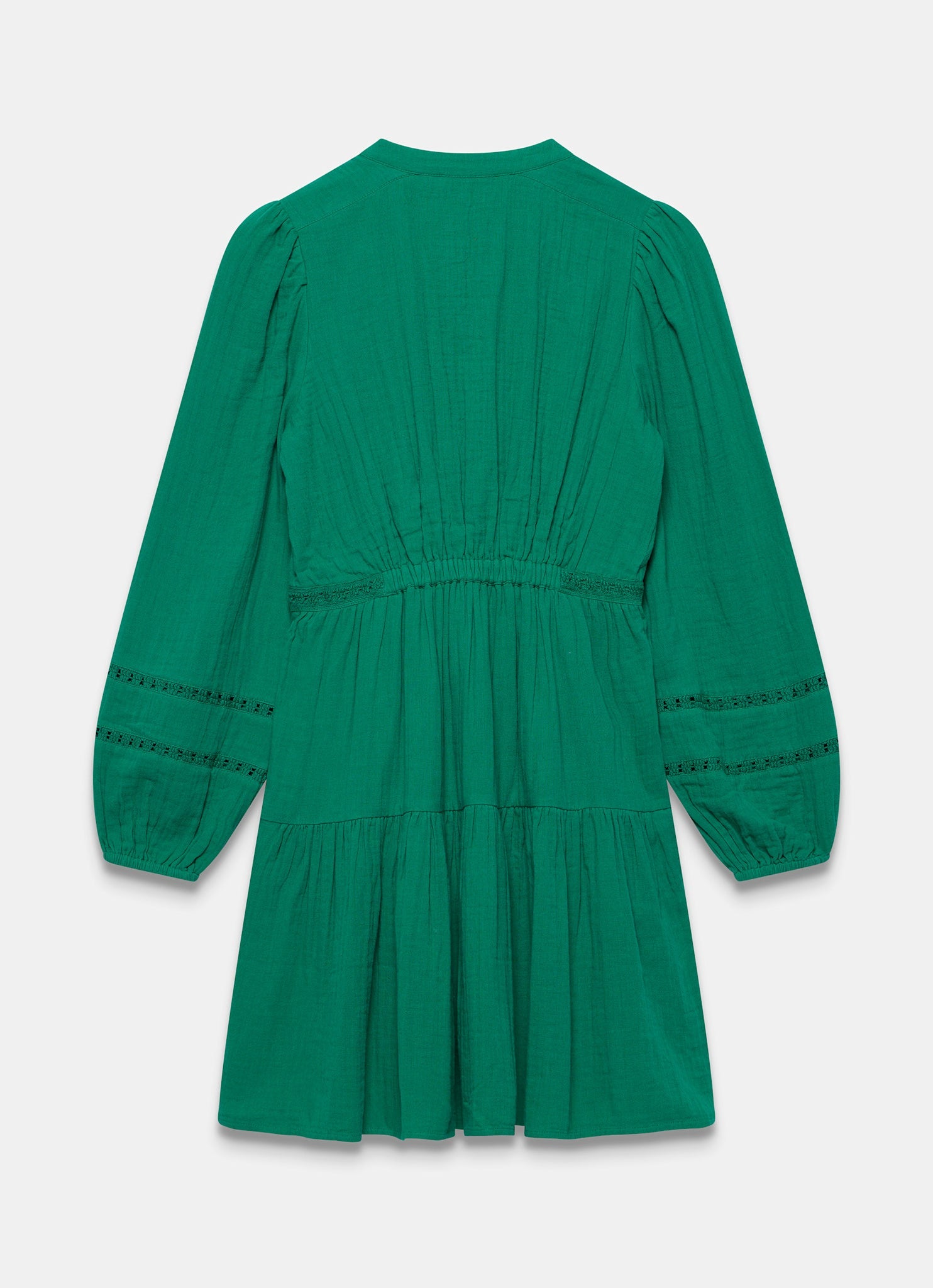 Green Cotton Cheesecloth Mini Dress
