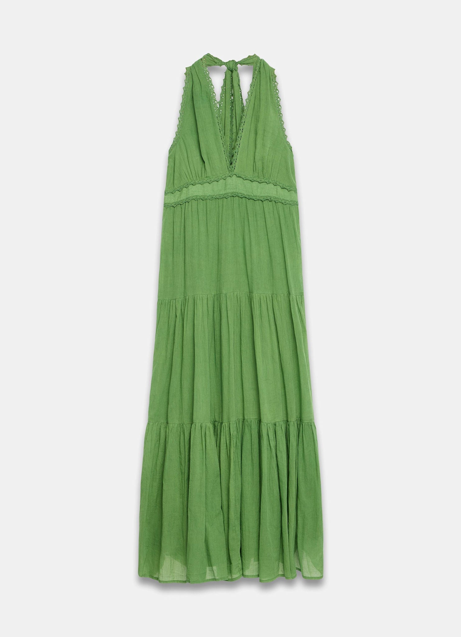 Green Cotton Halter Maxi Dress