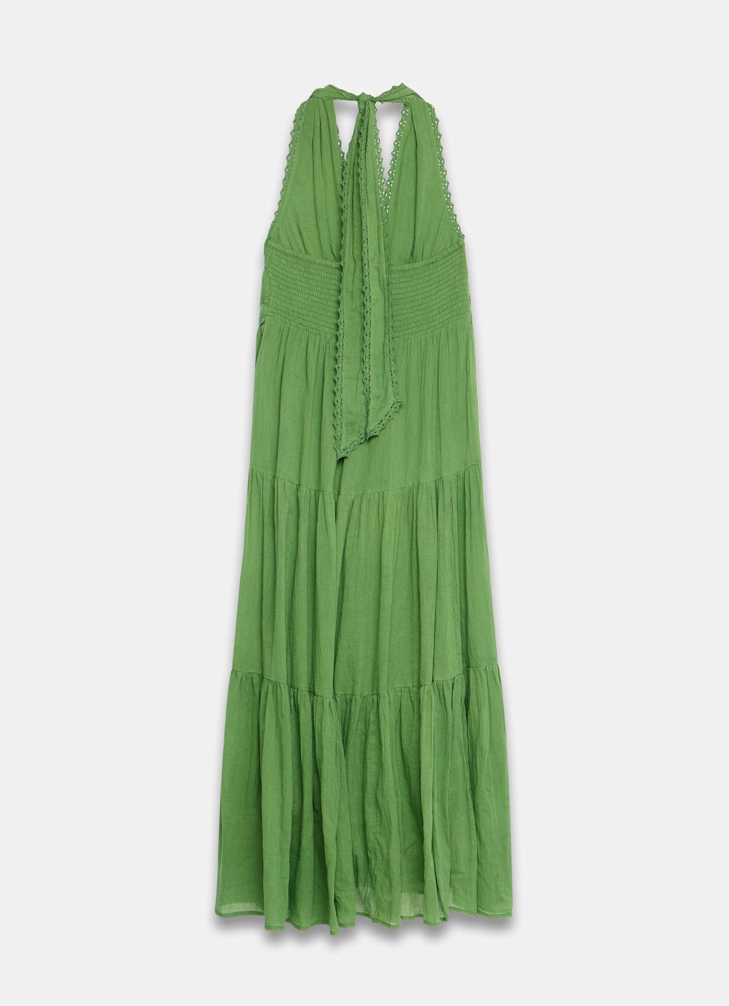 Green Cotton Halter Maxi Dress