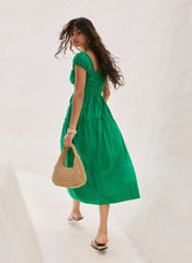 Green Cotton Midi Dress