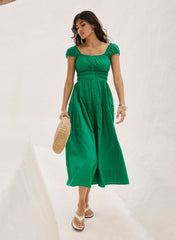 Green Cotton Midi Dress