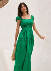 Green Cotton Midi Dress