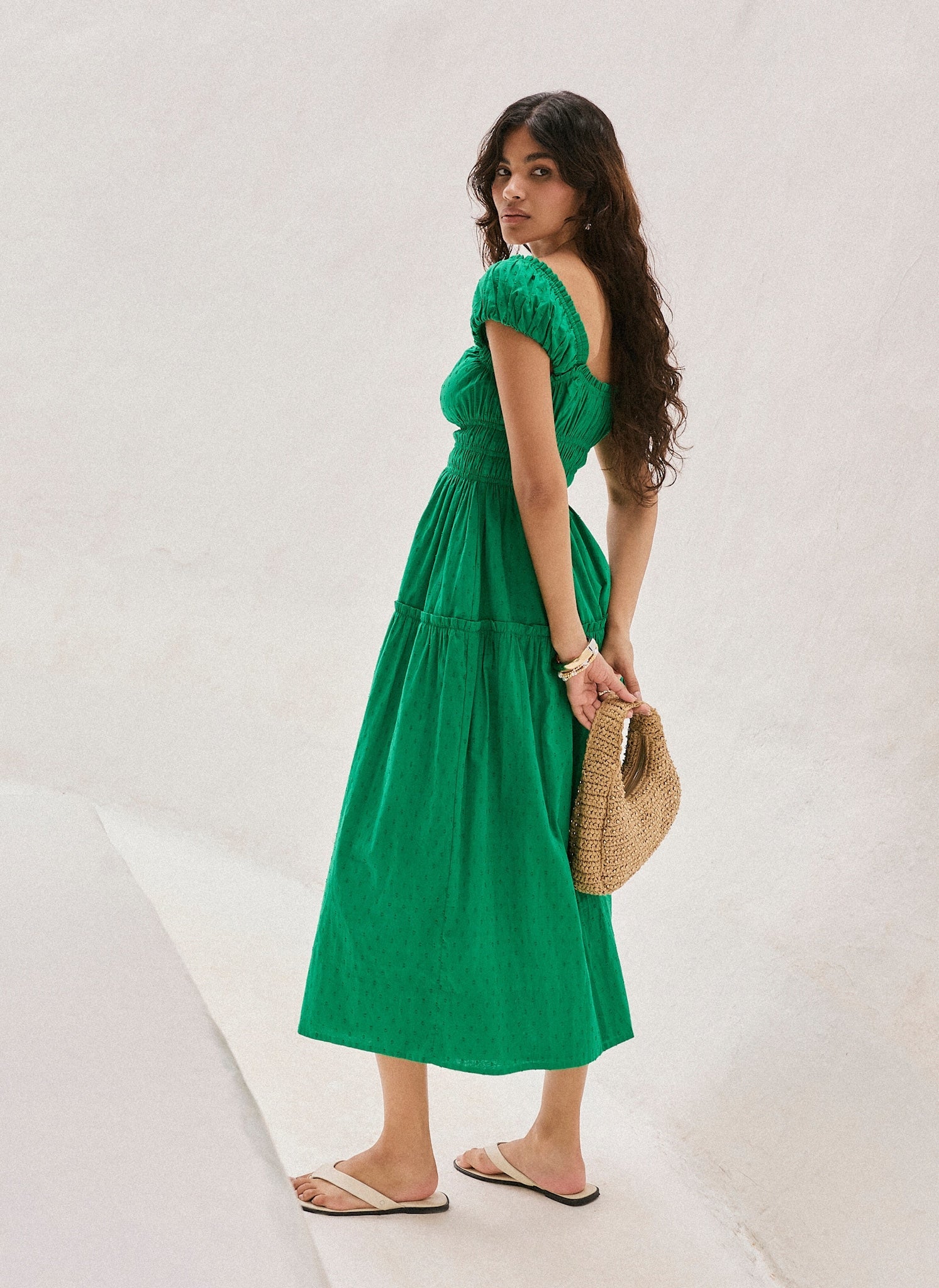 Green Cotton Midi Dress