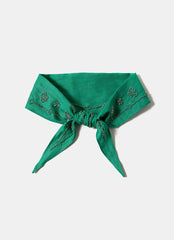 Green Linen Embellished Neck Scarf