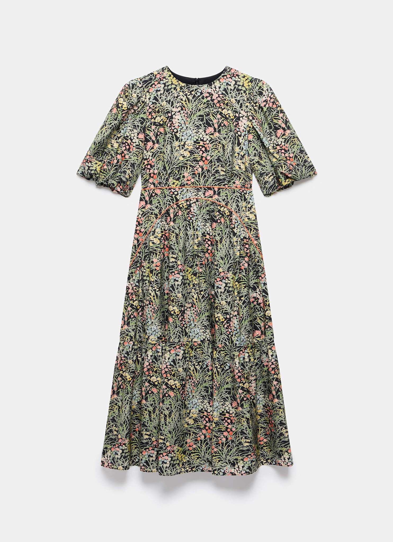 Green Floral Print Midi Dress