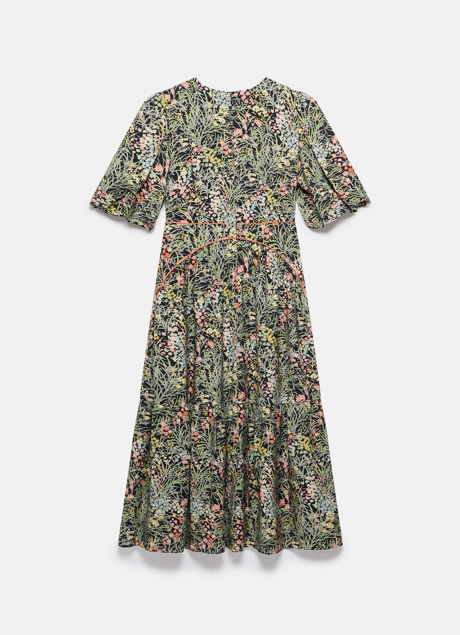 Green Floral Print Midi Dress