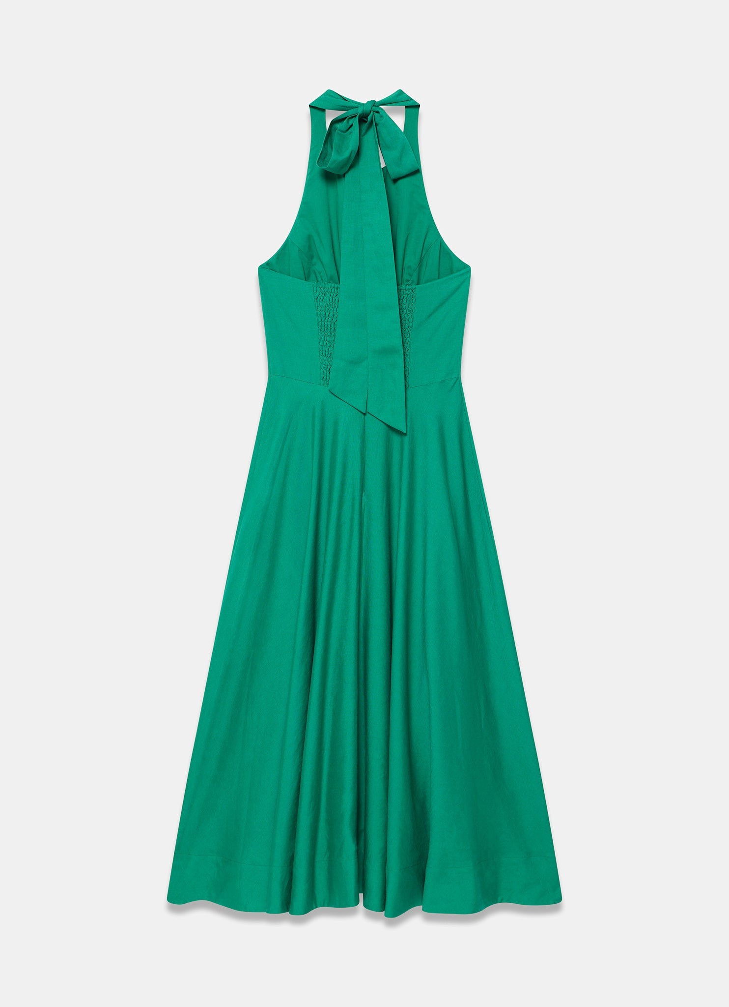 Green Linen Blend Halter Midi Dress