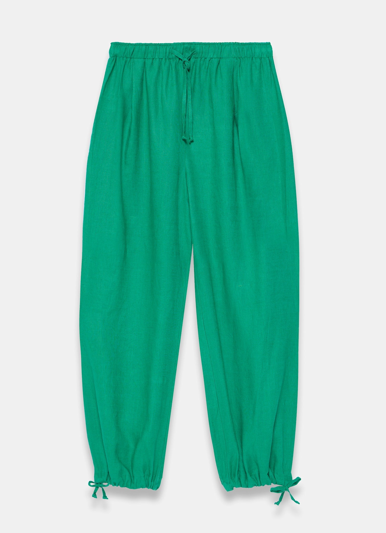 Green Linen Balloon Trousers