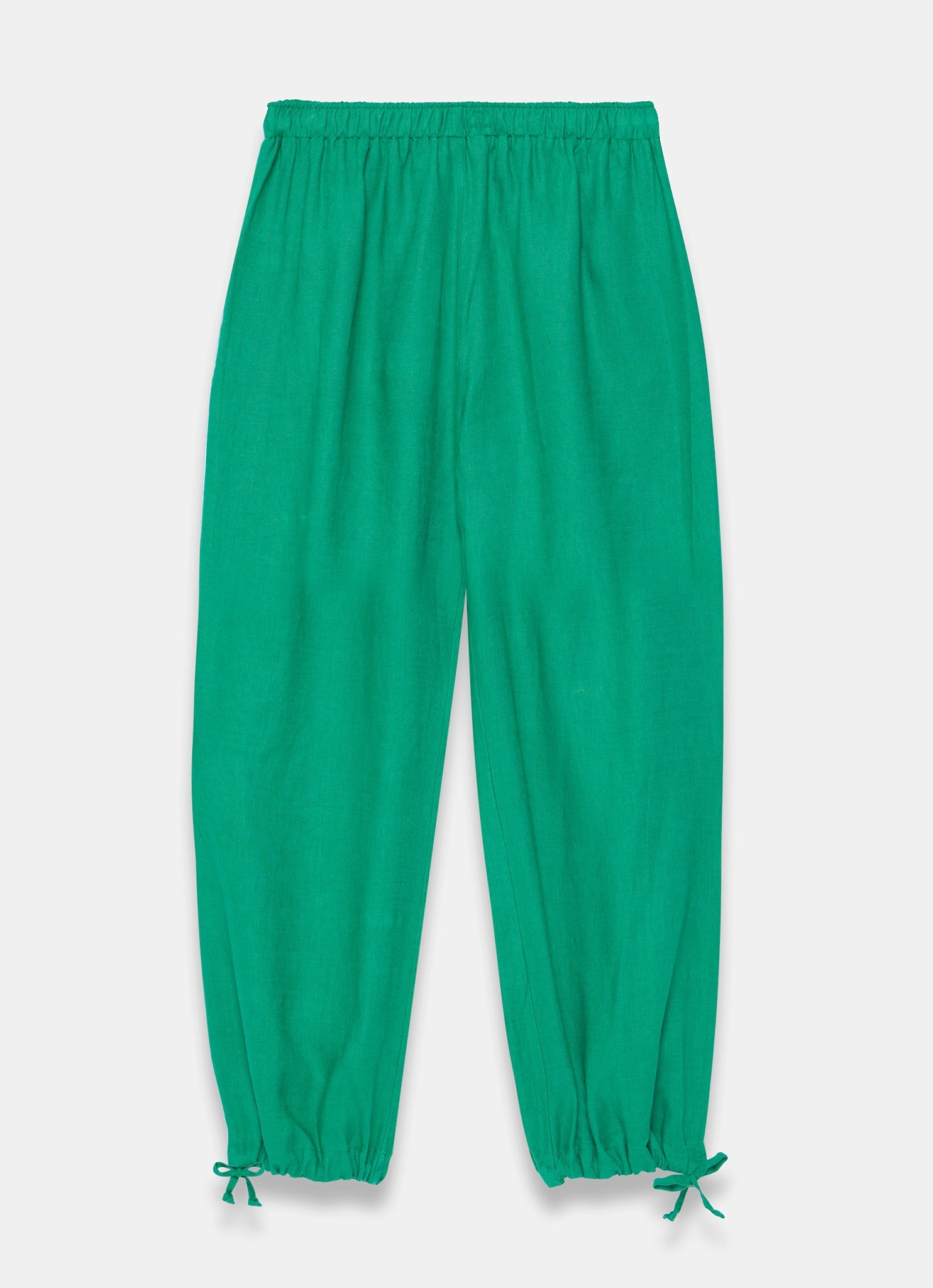 Green Linen Balloon Trousers