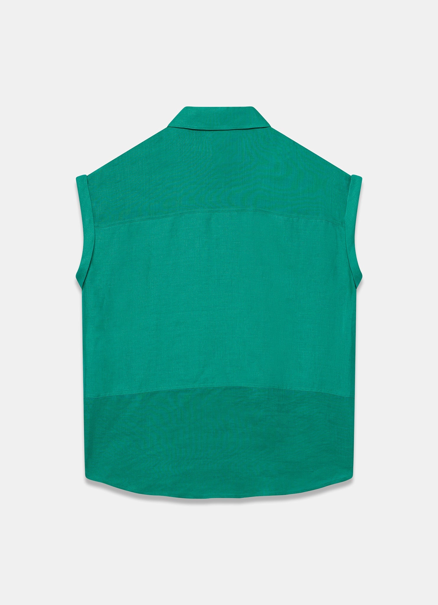 Green Linen Blend Sheer Shirt