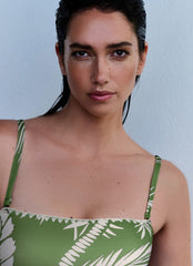 Green Palm Print Swimsuit
