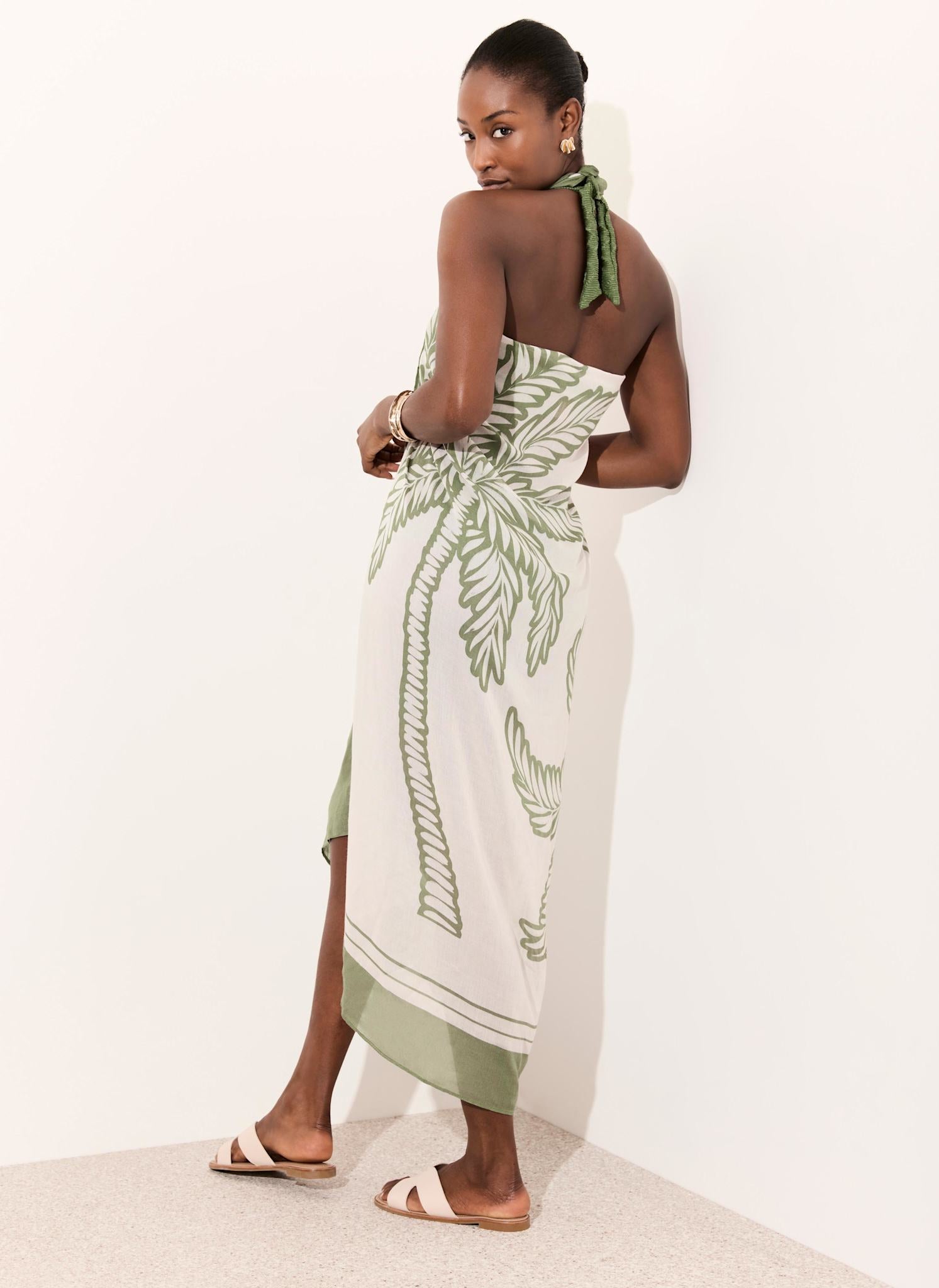 Green Palm Print Sarong