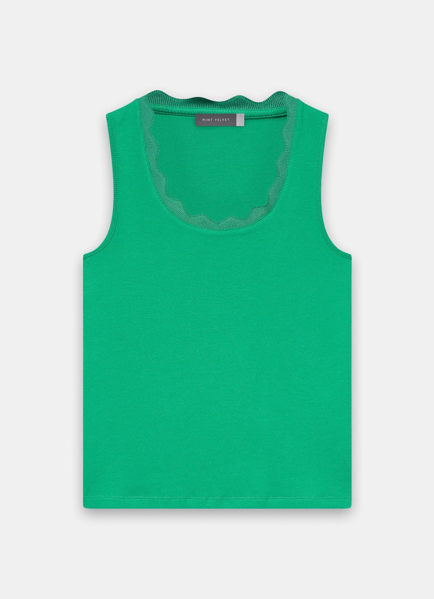 Green Scallop Trim Vest Top