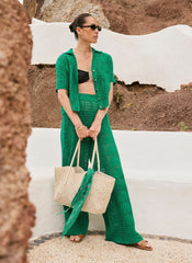 Green Crochet Shell Shirt