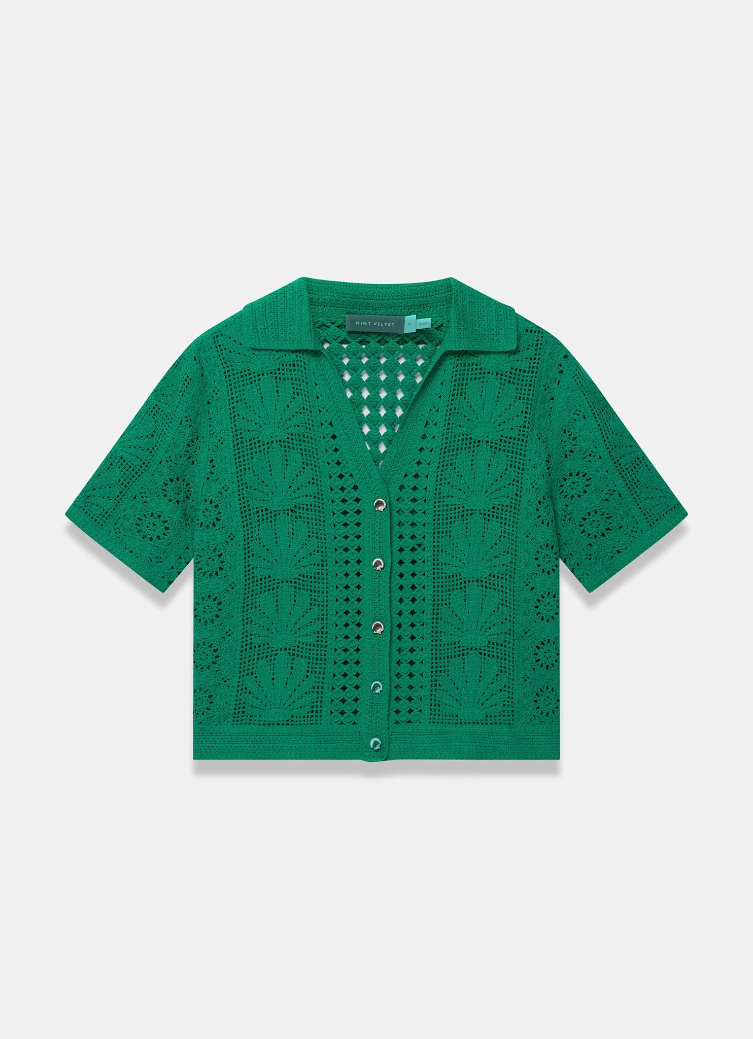 Green Crochet Shell Shirt
