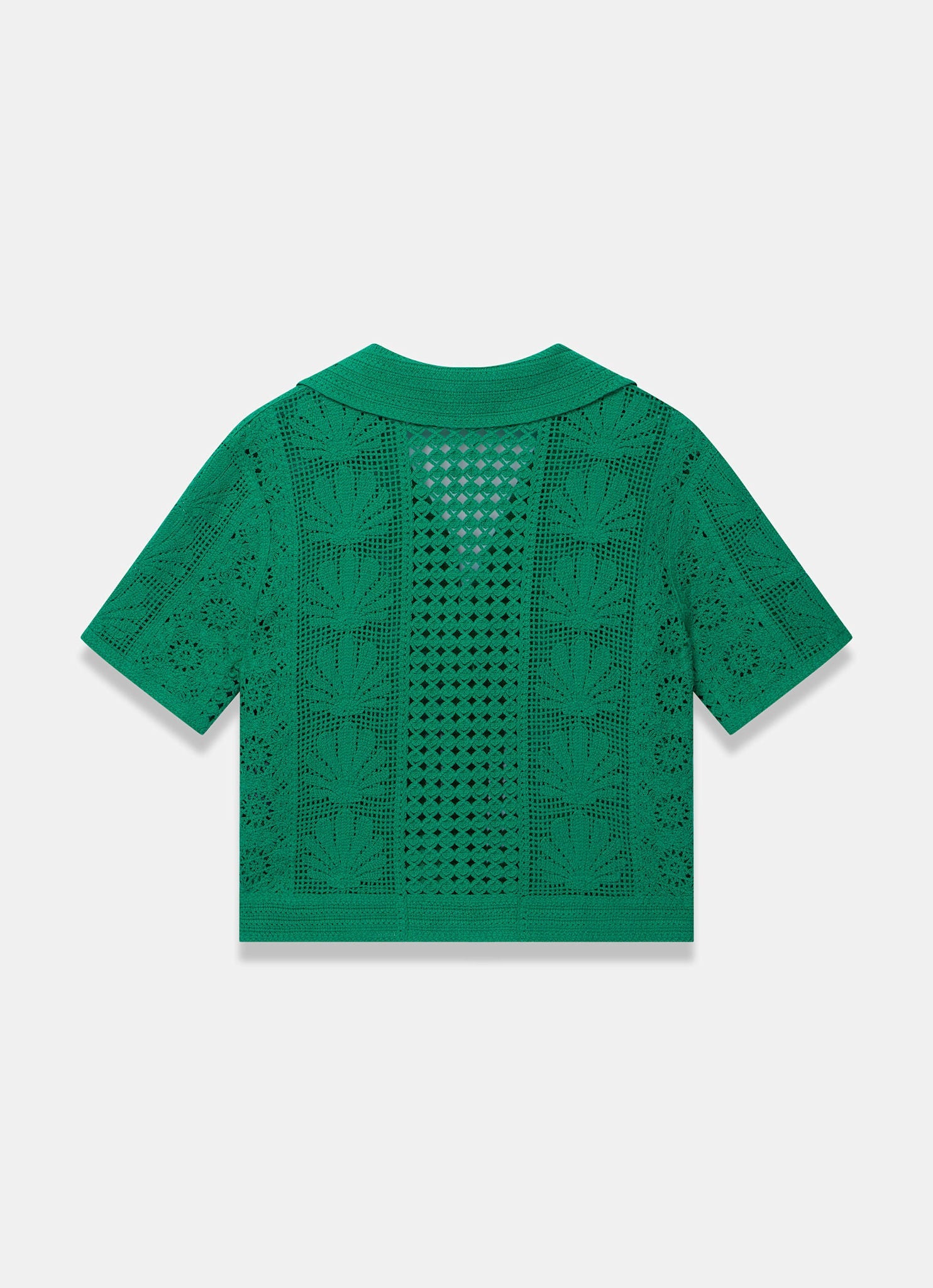Green Crochet Shell Shirt