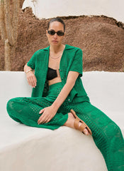 Green Crochet Shell Trousers