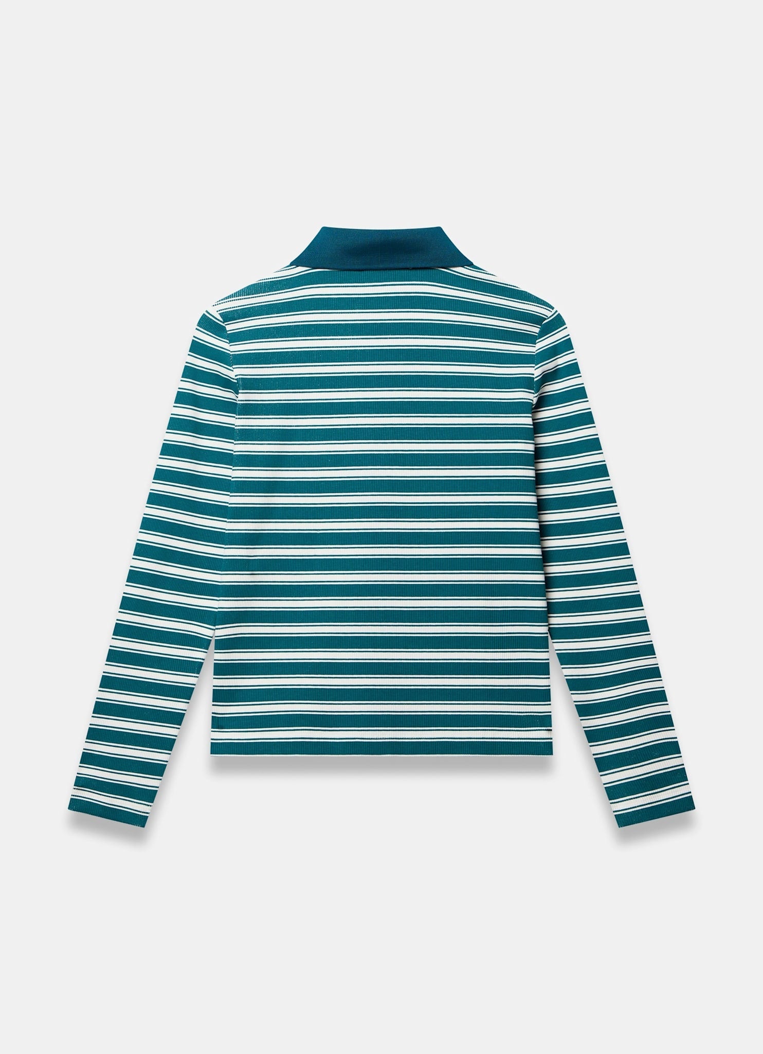 Teal Cotton Blend Striped Polo Shirt