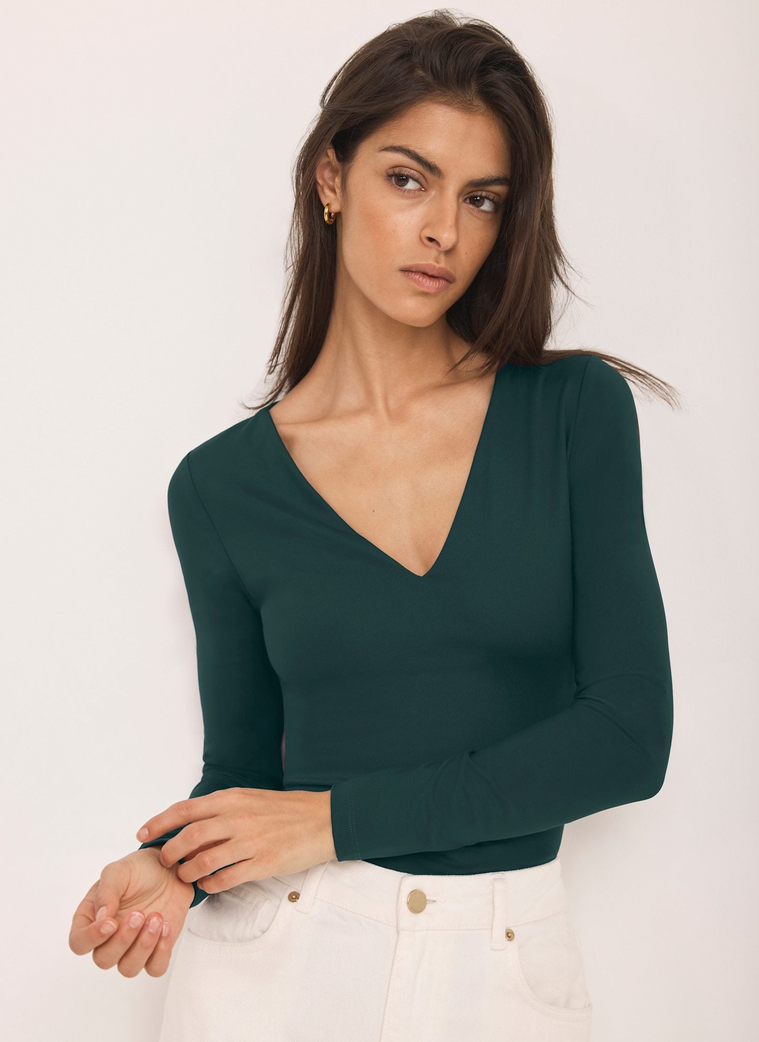 Teal V Neck Layering Top