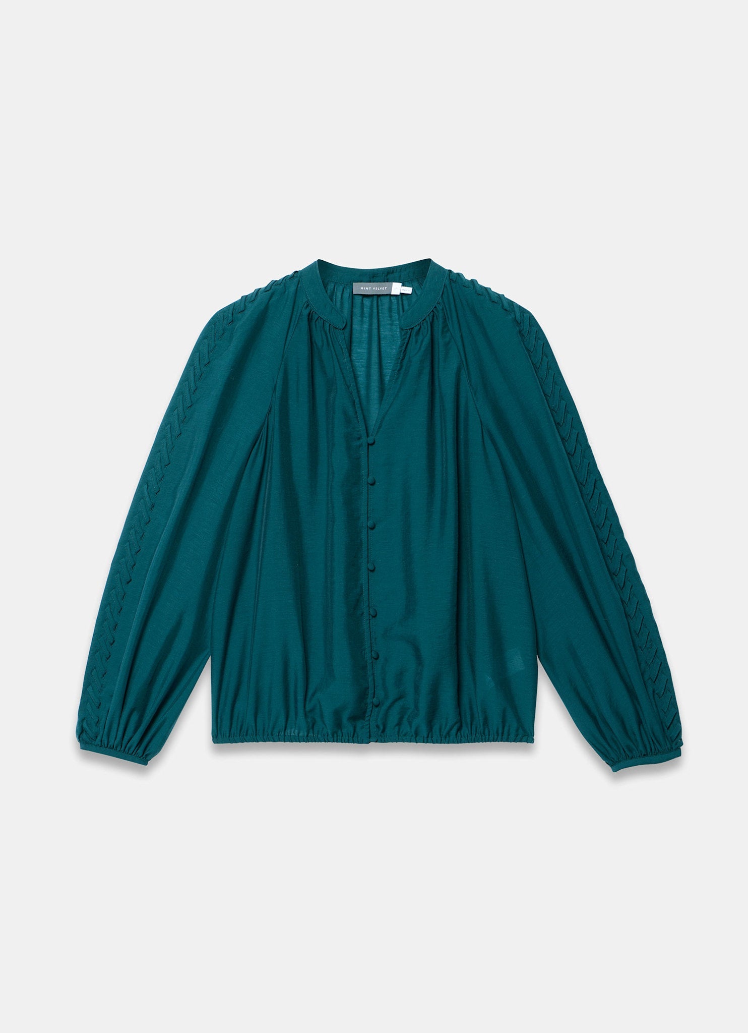 Teal Whipstitch Detail Blouse