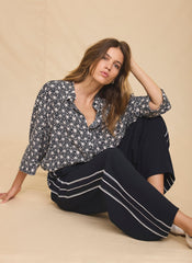 Navy Geometric Print Resort Shirt
