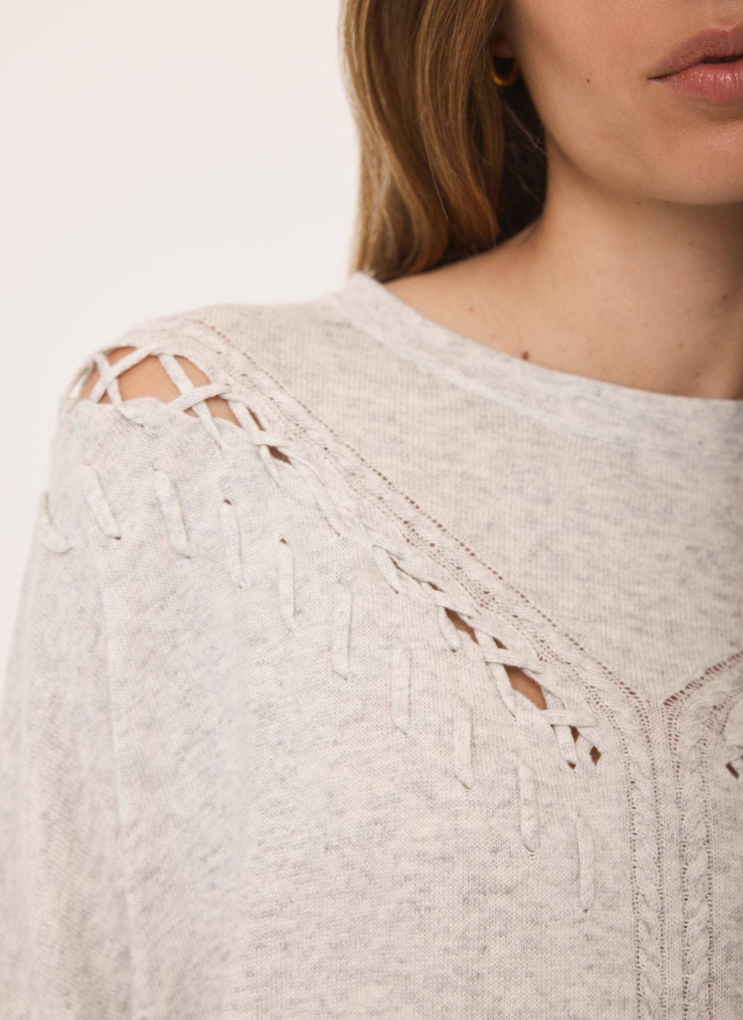 Grey Cotton Blend Stitch Detail Jumper