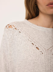 Grey Cotton Blend Stitch Detail Jumper