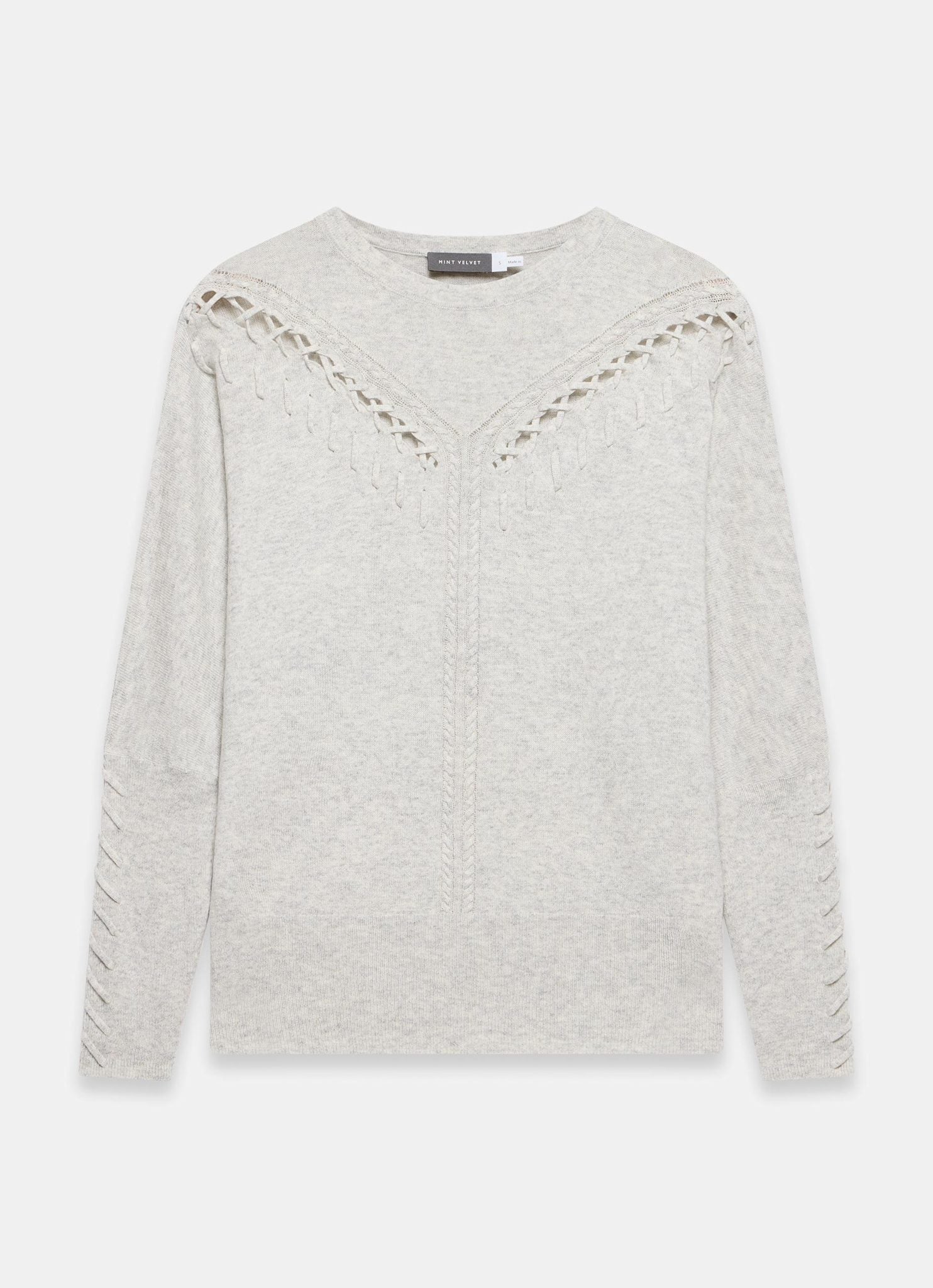 Grey Cotton Blend Stitch Detail Jumper